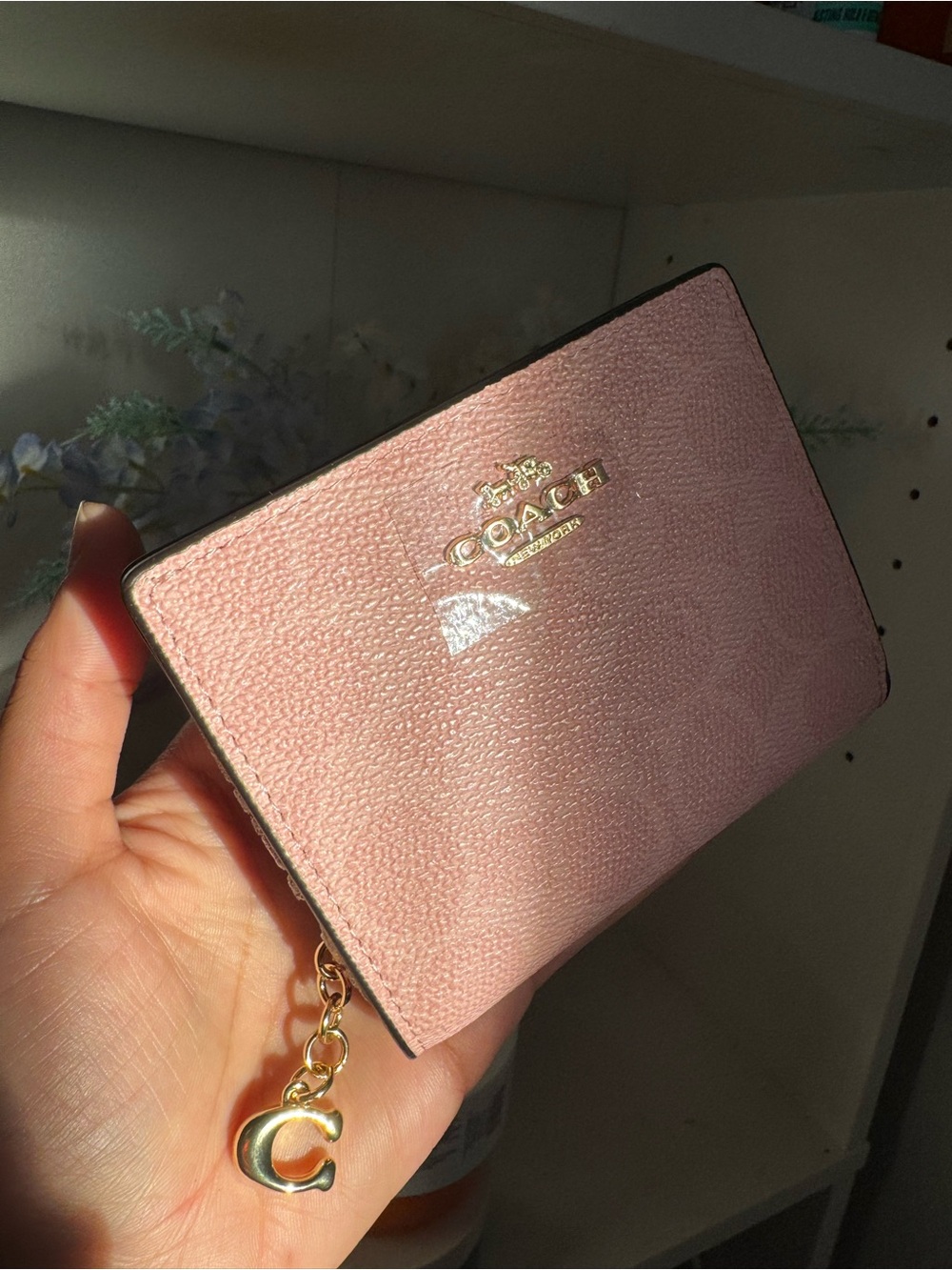 Coach Powder Pink Snap Wallet with Signature Charm